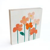Houten Decoratieblok Kleine bloemen in perzikkleuren - Kubistika 