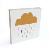 Houten Wanddecoratie - Vrolijke regen in pastelkleuren | Kinderkamer - Menina Lisboa - 15x15 cm 