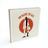 Billede af træ til at sætte op - Imagine Peace - To for fred og håb - Retrodrome - 15x15 cm 