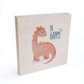 Holzbild zum Hinstellen - Dino Be Happy - Brachiosaurus - Tunaboylu - 15x15 cm 