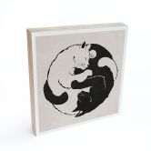 Holzbild zum Hinstellen - Katzen Ying & Yang - Tunaboylu - 15x15 cm 