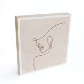 Houten Wanddecoratie - Fijne contouren van een vrouw - Lijnkunst - Tunaboylu - 15x15 cm 