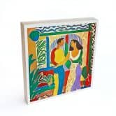 Holzbild zum Hinstellen - Liebespaar - Inspiriert von Matisse - Zamart - 15x15 cm 