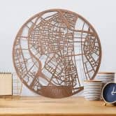 Holzkunst Mahagoni Stadtplan Köln - Rund 