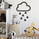 MDF - Holzdeko Wolke mit Tropfen (7-teilig) 