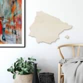 Holzkunst Pappel Furnier - Karte Iberische Halbinsel 