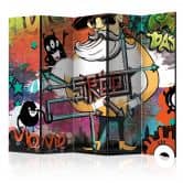 Paravent, Raumteiler freistehend, Trennwand - Graffiti - Stadtkino , 5-teilig - 225x172 cm 