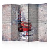 Paravent, Raumteiler freistehend, Trennwand - Weltkarte - Mein London... , 5-teilig - 225x172 cm 