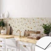 Küchenrückwand Minimalistische Blüten in Creme und Gold - Annick 