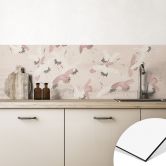 Keukenachterwand met natuurmotief - Kraanvogels boven het meer - Bloemdecor 
