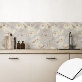 Küchenrückwand Vögel zwischen weißen Blumen - UN Designs 