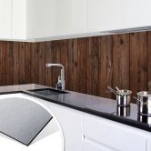 Keukenachterwand - Alu-Dibond Zilver - Houten Panelen 02 