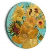 Rundes Leinwandbild van Gogh - Zwölf Sonnenblumen in einer Vase 