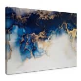 Leinwandbild Abstrakter Marmor mit Blau und Goldeffekt 