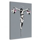 Leinwandbild Banksy - Jesus Christus mit Einkaufstüten 