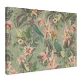 Leinwandbild Dschungel mit Papageien Grün - Bloomery Decor 