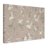 Leinwandbild Kraniche im Kirschblüten-Rausch Beige - Bloomery Decor 