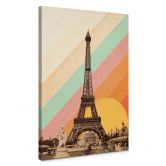 Canvas Bodart - Retro Eiffeltårn med regnbue 