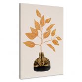 Leinwandbild Goldener Zweig mit Blättern | Blättermotiv fürs Wohnzimmer - Cats & Dotz 