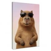 Leinwandbild Cooles Capybara mit Sonnenbrille 
