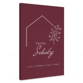 Personalisierbares Leinwandbild Familie Haus - weinrot 