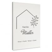 Personalisierbares Leinwandbild Familie Haus - weiß 