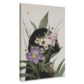 Leinwandbild Frida Floral Studio - Frauensilhouette mit Lila Blumen 