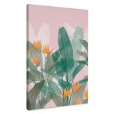 Leinwandbild Botanische Illustration in Grün und Rosa - Goed Blauw 