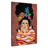 Canvasbillede kvinde med blomsterkrone og katte - Hülya 