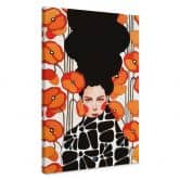 Leinwandbild Frau mit Retro-Mohnblumen - Hülya 