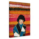 Leinwandbild Frau vor der bunten Retro-Tapete - Hülya 
