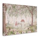 Leinwandbild Märchenhafter Wald mit Einhörnern - Kikki Belle 