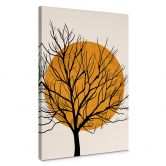 Leinwandbild Kubistika - Goldene Sonne hinter einem Baum 