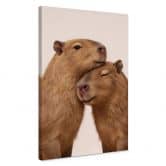 Leinwandbild Kuschelndes Capybara-Pärchen 