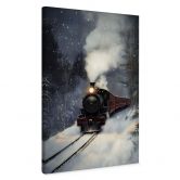 Leinwandbild Winterromantik - Dampflok im verschneiten Wald - Melloi Art Prints 