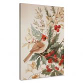 Leinwandbild Kardinalsvogel mit Beerenzweig - Melloi Art Prints 