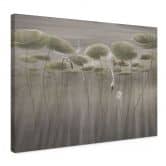 Leinwandbild Lotusblumen mit Schwan im Wasser in Grau - Ms Tiff 