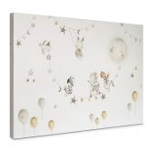 Kinderzimmer Leinwandbild Fröhliche Tiere mit Sternenhimmel - Oliver Robins 