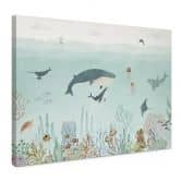 Leinwandbild Unterwasser-Abenteuer mit Meerestieren - Blau - Oliver Robins 