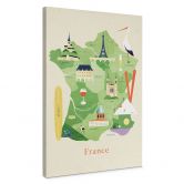 Leinwandbild Karte von Frankreich - Rivers 