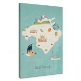 Leinwandbild Karte von Mallorca - Reisemotiv- Rivers 