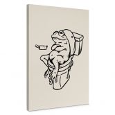 Leinwandbild Warten auf der Toilette - Humorvolle Frosch-Illustration - Royle 