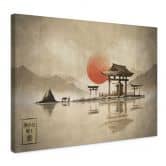 Leinwandbild Japanischer Tempel im Sonnenaufgang - Roze 