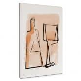 Tableau sur toile Nature morte abstraite : Bouteille et verre à vin - Treechild 