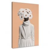 Canvas Dame in wit met bloemen - Treechild 