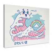 Leinwandbild Kawaii Welle mit Regenbogen und Berg Fuji - Trinidad 