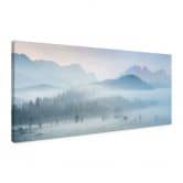 Leinwandbild Neblige Waldlandschaft im Herbst - Eisenmann - Panorama 