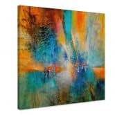 Leinwandbild Abstrakt - Urbanes Licht in Blau und Orange - Schmucker - Quadratisch 