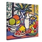 Leinwandbild Milch und Obst - Inspiriert von Matisse - Zamart - Quadratisch 
