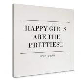 Leinwandbild Audrey Hepburn - Happy girls are the prettiest 02 - Quadratisch 